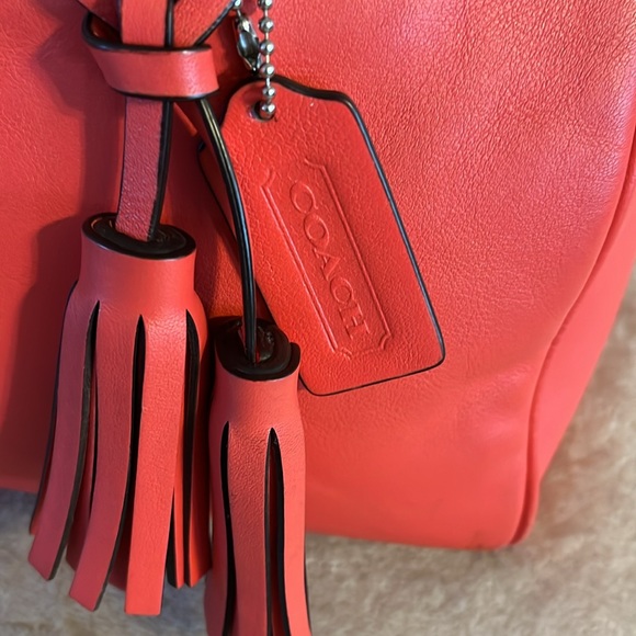 COACH LEGACY HALEY SATCHEL SILVER/BRIGHT CORAL #23574 - Picture 4 of 9